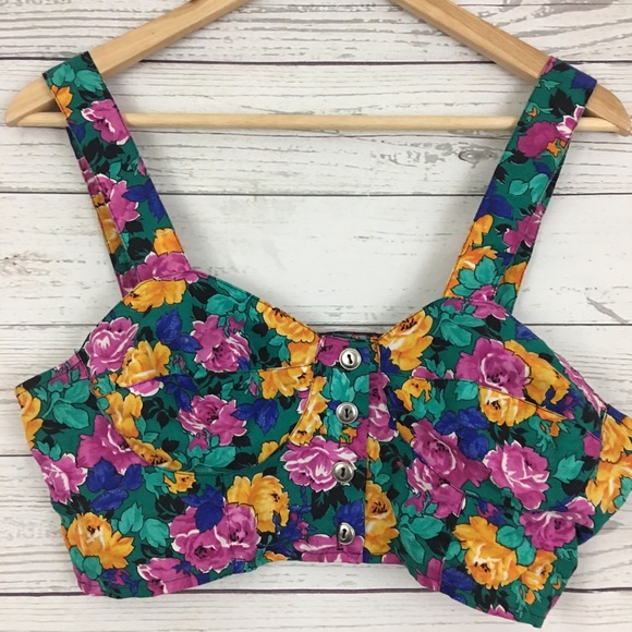 Vintage Other - Vintage floral 80s 90s crop top bralette festival